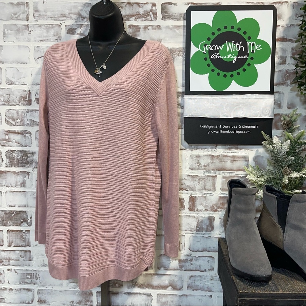 Hilary radley Pink V-Neck Sweater small
